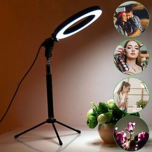 alibay אביזרים לצילום 8" LED Ring Light Dimmable Lighting Kit+Tripod Stand Shutter Selfie Lamp Live